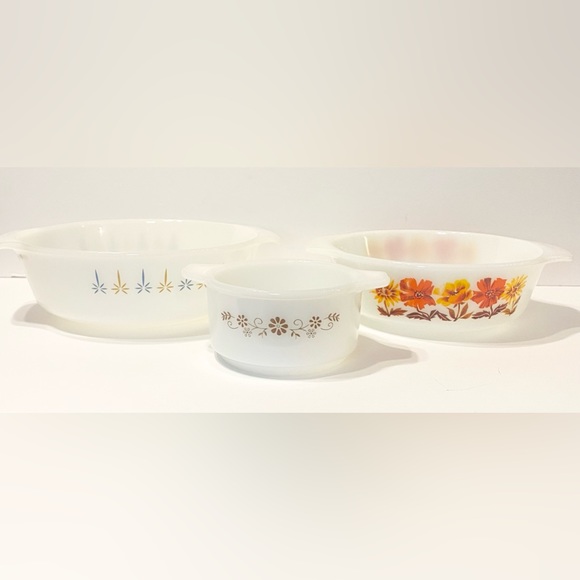 Vintage Fire King Bakeware Bundle Anchor Hocking Pyr-o-rey 3 Pyrex Milk Glass - Picture 3 of 5
